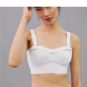 MAEVE for Anthropologie White Cropped Bustier Top